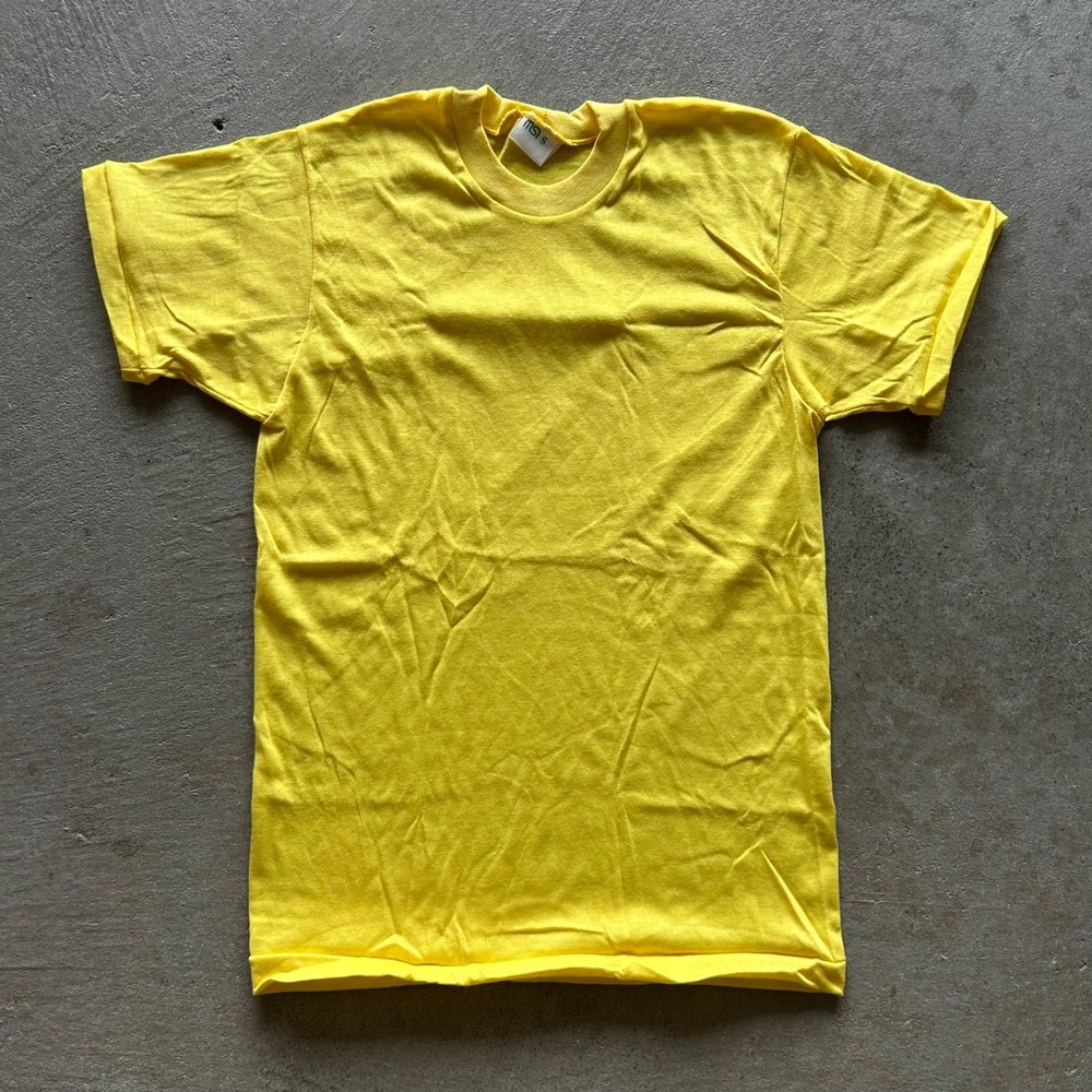 Vintage 60s MSI Blank Shirt Size Small Yellow Cotton Single Stitch USA Made